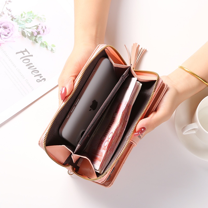 COD Dompet Panjang Wanita Zipper Resleting Dompet Panjang Kasual Wanita Dompet Kekinian Dompet Korean Style Wanita Dompet Cewek Azgalery D87