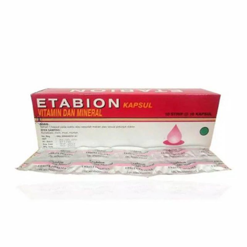 1 Strip ETABION isi 10 KAPSUL SUPLEMEN TAMBAH DARAH MULTIVITAMIN ETA BION