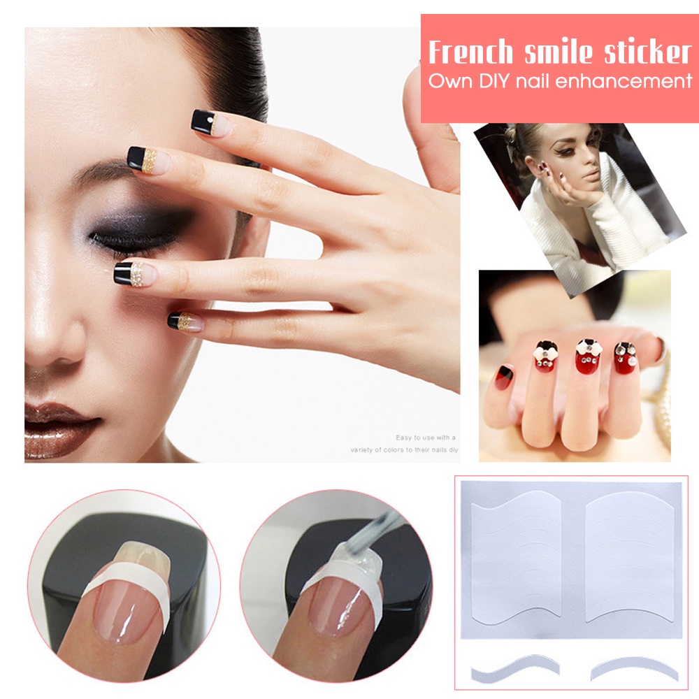 [Harga Grosir] French Series Stiker Kuku Stensil Tips Panduan Nail Art Decals Manicure Art Dekorasi Manicure Decor DIY Aksesoris Alat Make Up Kuku Garis Smile Stiker Kuku