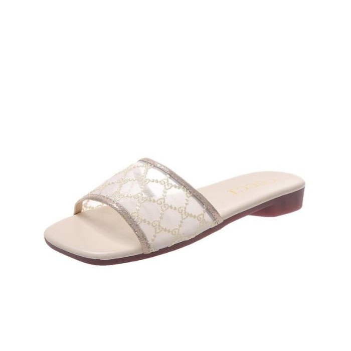 Flatshoes SANDAL FLAT SHOES WANITA BRANDED EMPUK ANTI SLIP TEPLEK MURAH MESH ORI - Beige, 36(D4V9) R