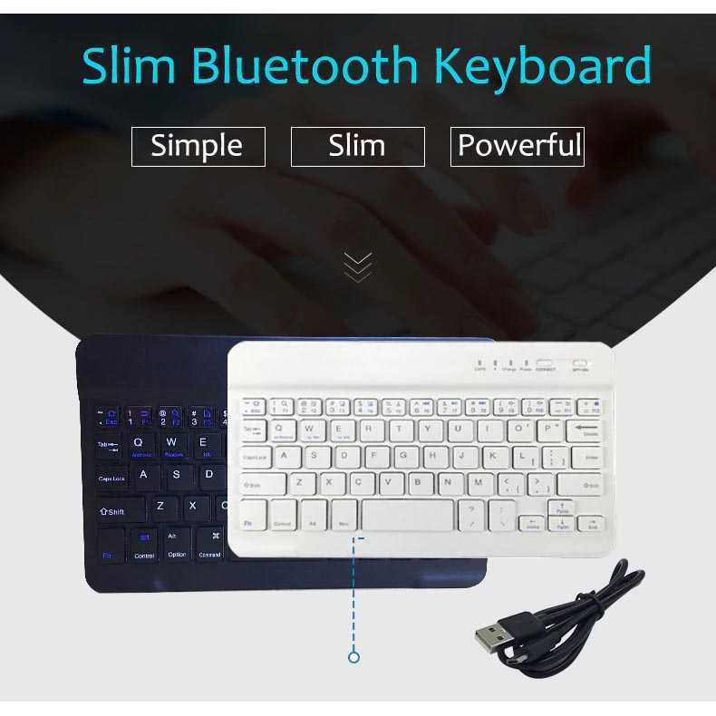 Keyboard Wireless Mini Portable - Keyboard Wireless Bluetooth Rechargeable 10 Inch - Keyboard Laptop / Komputer - Kantor / Sekolah / Kuliah