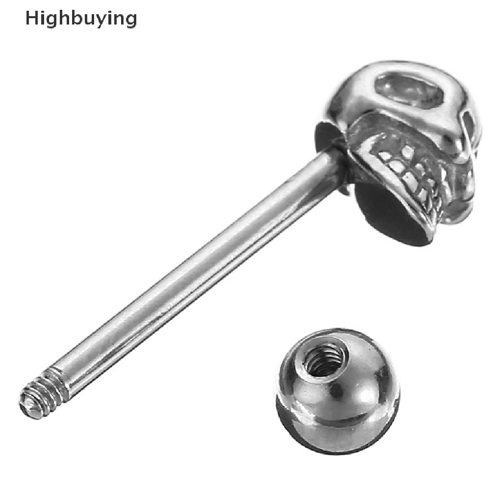 Hbid Cincin Stainless Steel Skull Ball Lidah Batangan Barbel Tubuh Wanita Perhiasan Glory