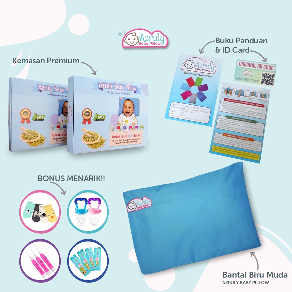 Azruly Baby Pillow + Dream Lamp Karakter - Bantal Kesehatan Bayi Anti Peyang | 2 PCS