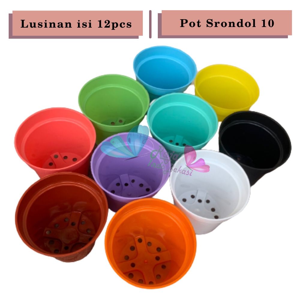 PROMO LUSINAN Pot Bunga / Pot tanaman / Pot plastik warna warni uk 10 (isi 12pcs)