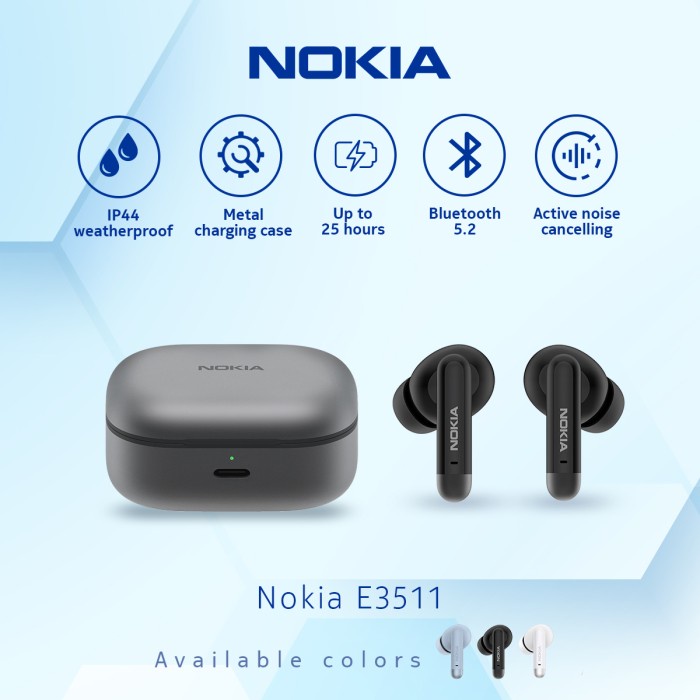 NOKIA E3511 ANC TRUE WIRELESS EARPHONES TWS LOW LATENCY HD - BLACK