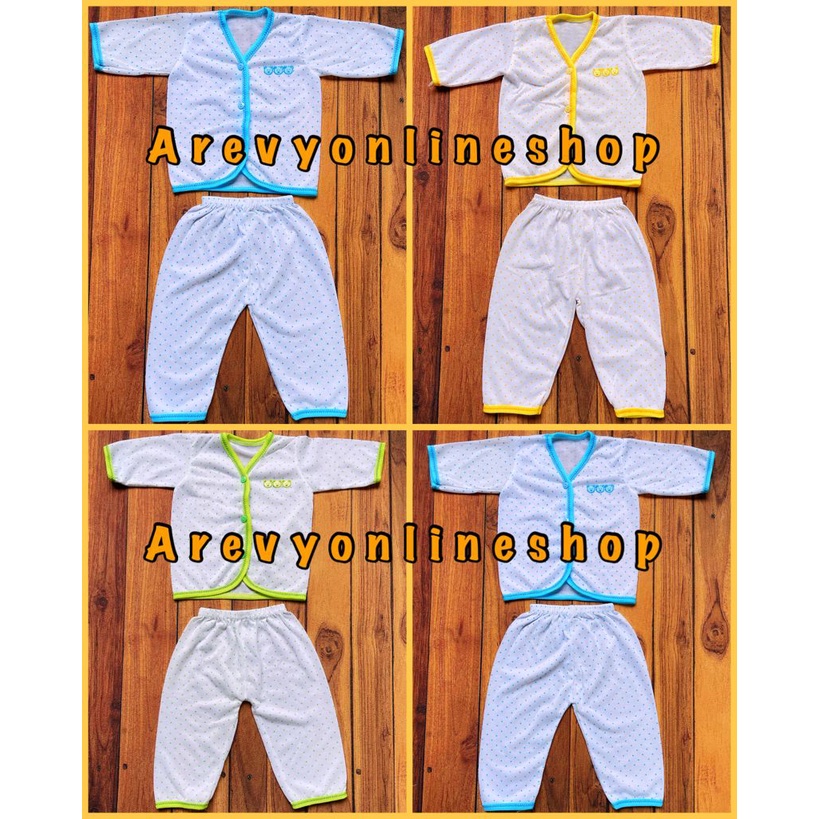 1 Pc Baju Panjang Baju Kutung Celana Pendek Celana Pop Bayi Motif Polkadot DK Newborn Arevyonlineshop