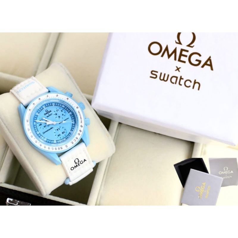 Jam Tangan Wanita OmegaSwatch Water Resistant Terbaru Kualitas 100%Ori Detik Aktif Tanggal Aktif Tah