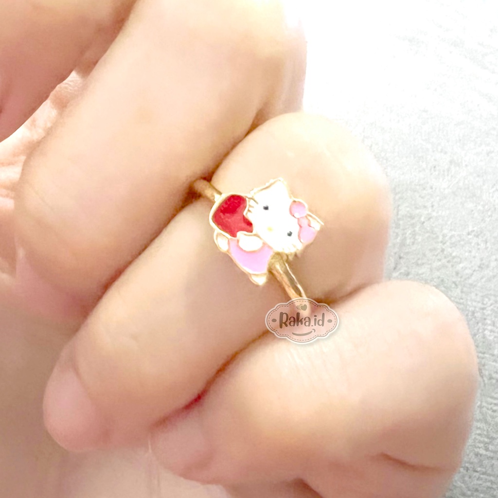 Cincin Anak Perempuan Cincin Anak Anti Karat Motif Pita Pink Love Perhiasan Cantik Anak 1240