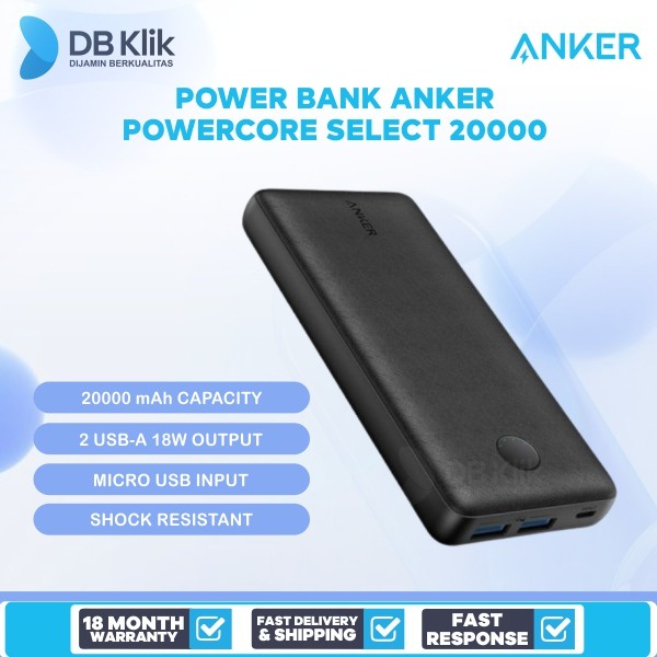 Power Bank Anker PowerCore Select 20000 A1363 - PowerBank ANKER A1363