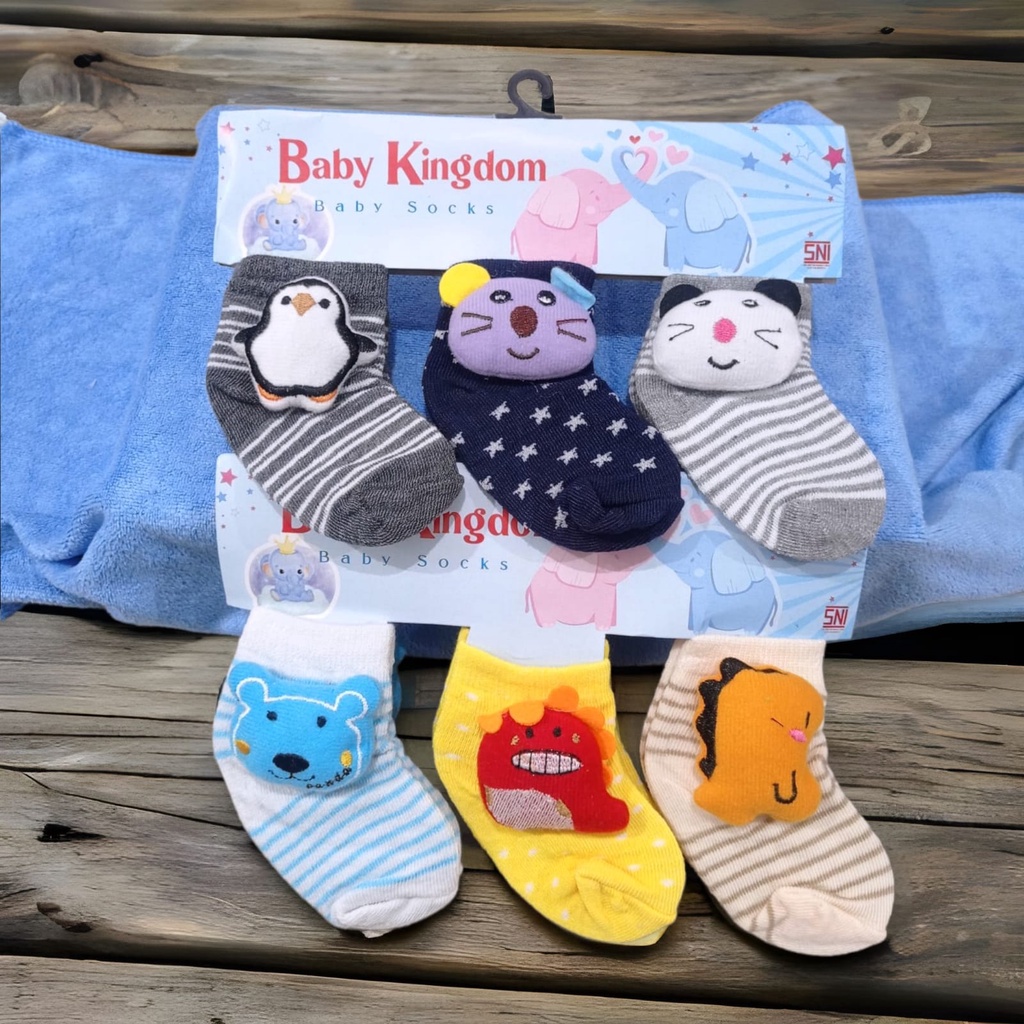 3 Pasang Kaos Kaki Bayi Newborn Lucu Variasi Boneka