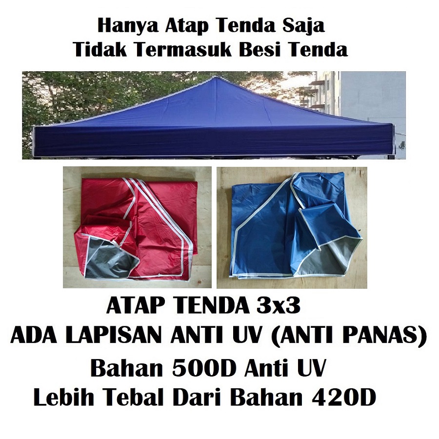 Terpal Atap Tenda Ukuran 3x3 Anti Panas (Bahan Polyester 500D)