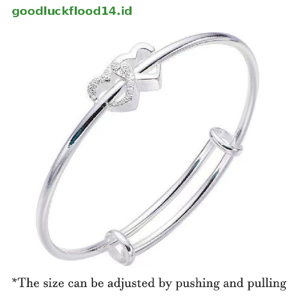 [GOOGFOUR] Mode Ganda Hati Adjustable Bangle Fashion Warna Perak Kepribadian Sederhana Gelang Untuk Wanita Gadis Persahabatan Perhiasan Hadiah [TOP]