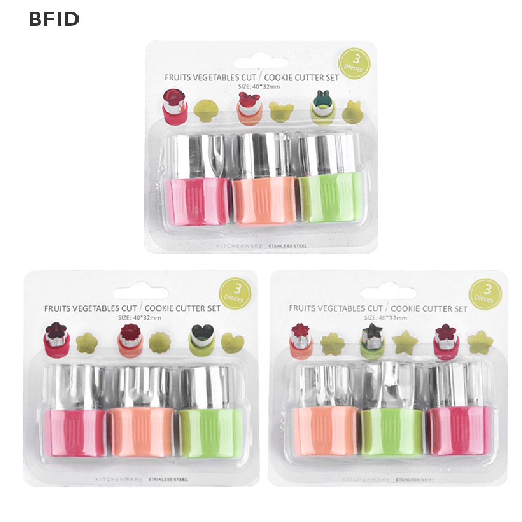 [BFID] 3pcs/set Bintang Bentuk Kelinci Sayuran Buah Pemotong Gagang Plastik Portable Alat Masak Buah Stainless Steel Cutg Die Gadget Dapur [ID]