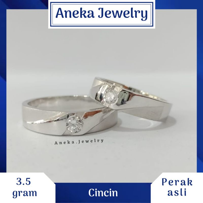 Cincin Ring Doff Mata, Sepuh Emas Putih, Perak 925