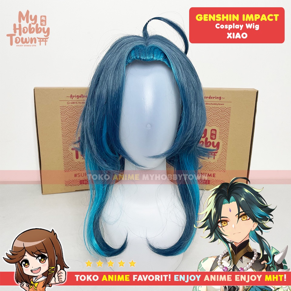 Wig Cosplay Anime Game Genshin Impact Xiao Rambut Palsu