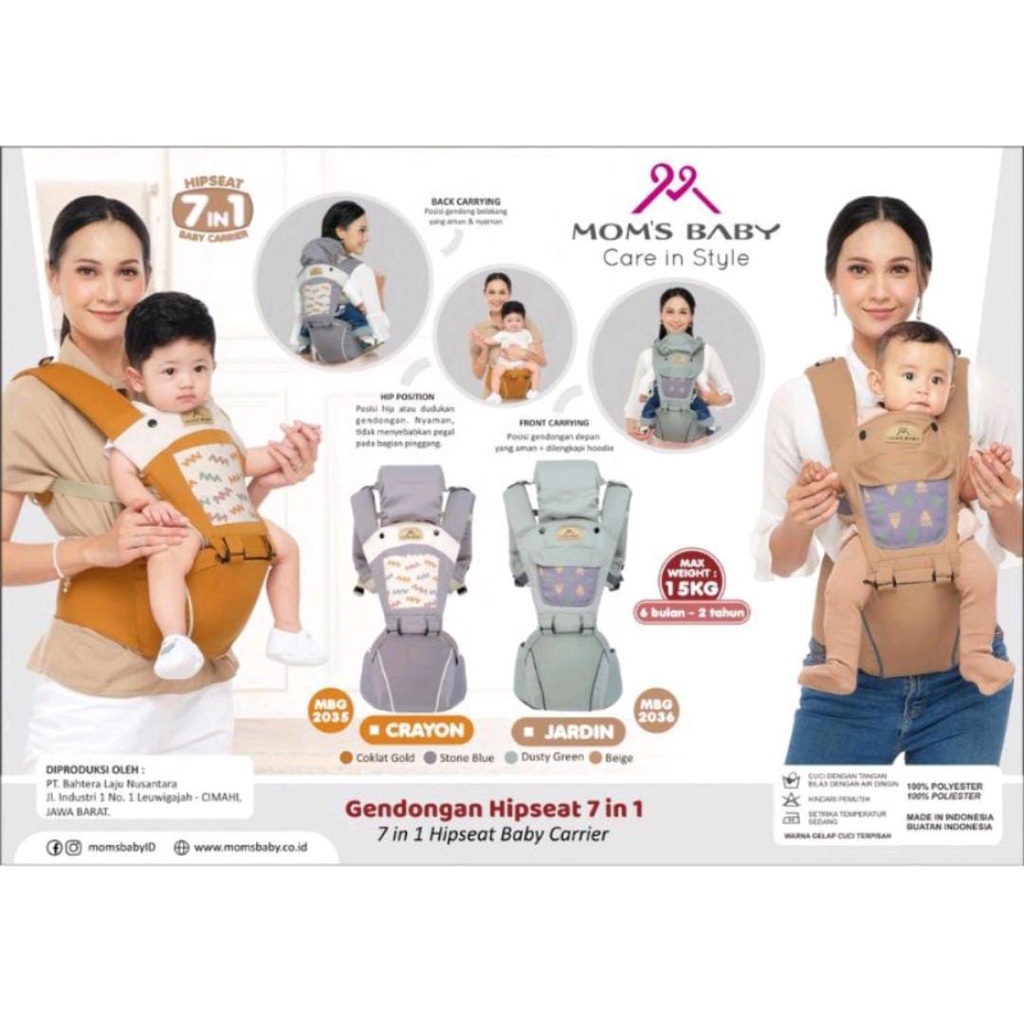 Mom's Baby Gendongan Hipseat 7 in 1 Crayon Series - MBG 2035