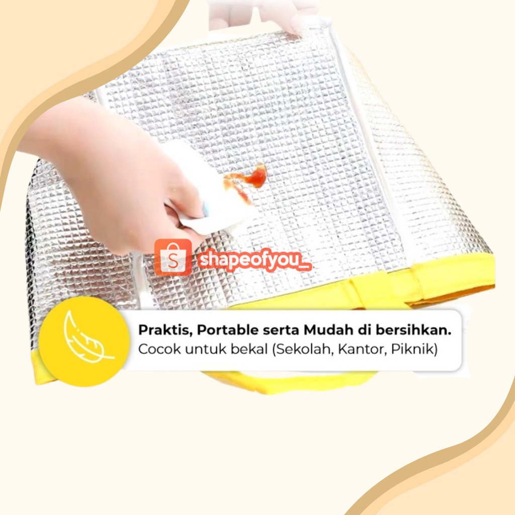 Tas Bekal Makanan Anak Lunch Bag Karakter Alumunium Foil Tahan Panas Dingin Motif Lucu Set Bekal