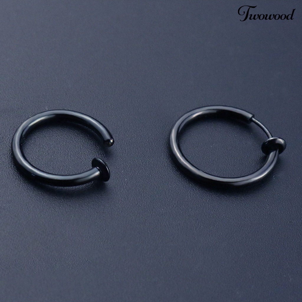 1 Pc Anting Klip Tanpa Tindik Bentuk Bulat Untuk Unisex