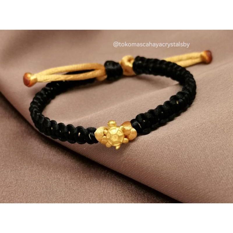 Gelang Charm Kura Kura Emas kadar 24k HK Hongkong 999% 999 &amp; Gelang Serut (Pandora / Kepang)