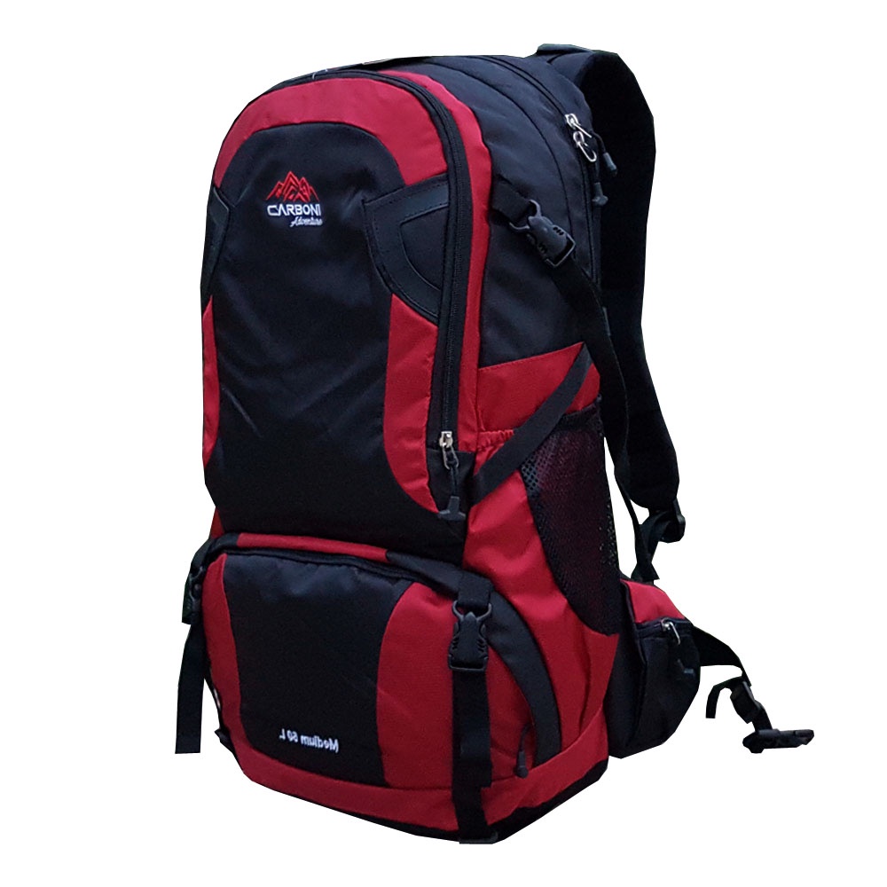 CARBONI Original Tas gunung carier Tas Keril Tas Outdoor Tas Adventure Lightweight Waterproof Backpack Hiking 50 L Travel Backpacking Daypacks For Man and Women MA00084 - Red 50 L + Raincover Waterproop Original