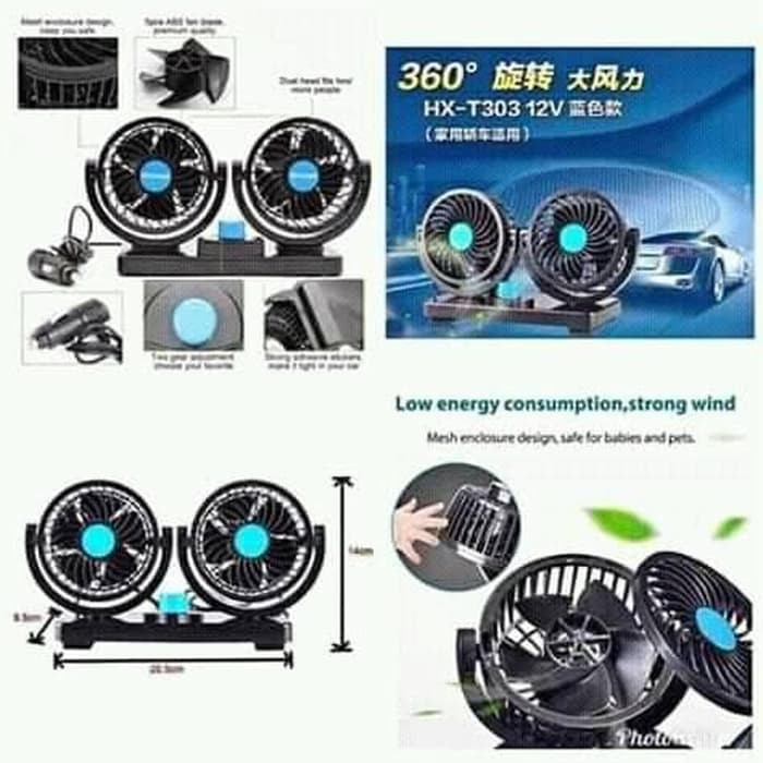 COD - SM88  -  Kipas Angin Mobil DC Lighter 12V Colok Rokok Fan Double Blower