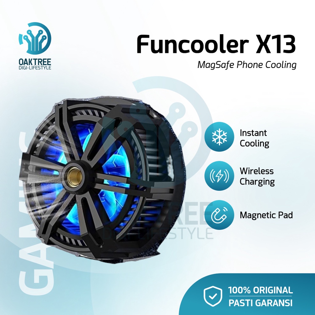 Funcooler X13 Radiator Pendingin HP Magnet Fan Cooler Cooling Fan HP Wireless Charging