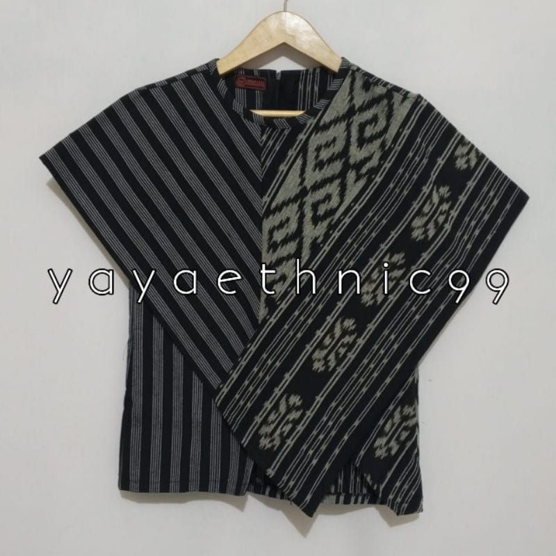 [Ready Stok] Blouse Nareswari, Blouse Tenun Kombinasi Lurik, Atasan wanita ethnic, Blouse kekinian.