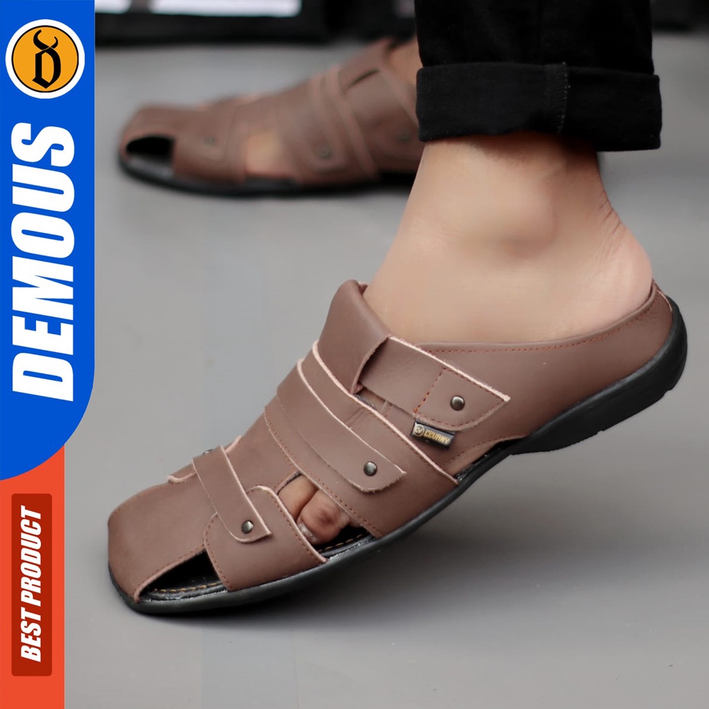 DEMOUS Tutonk - Sepatu Sandal Bustong Casual Kulit Asli Pria