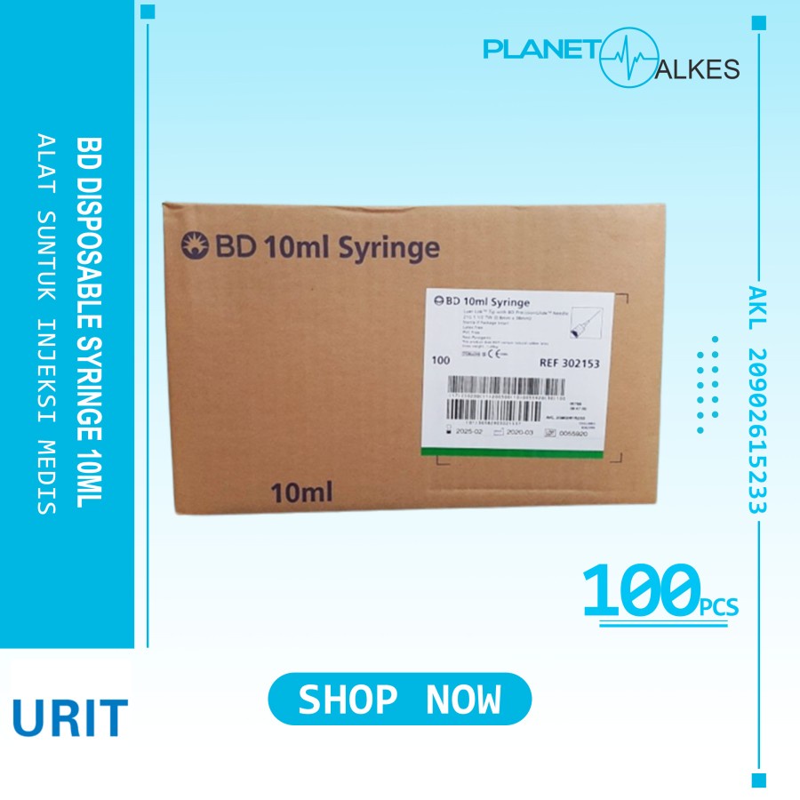 BD SYRINGE 10CC / SPUIT 10ML ISI 100 PCS