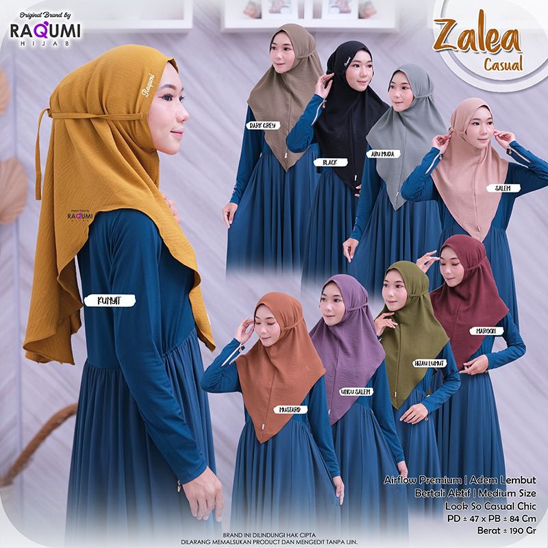 ZELEA CASUAL RAQUMI ORIGINAL | jilbab daily | jilbab tali | jilbab non pad | airflow