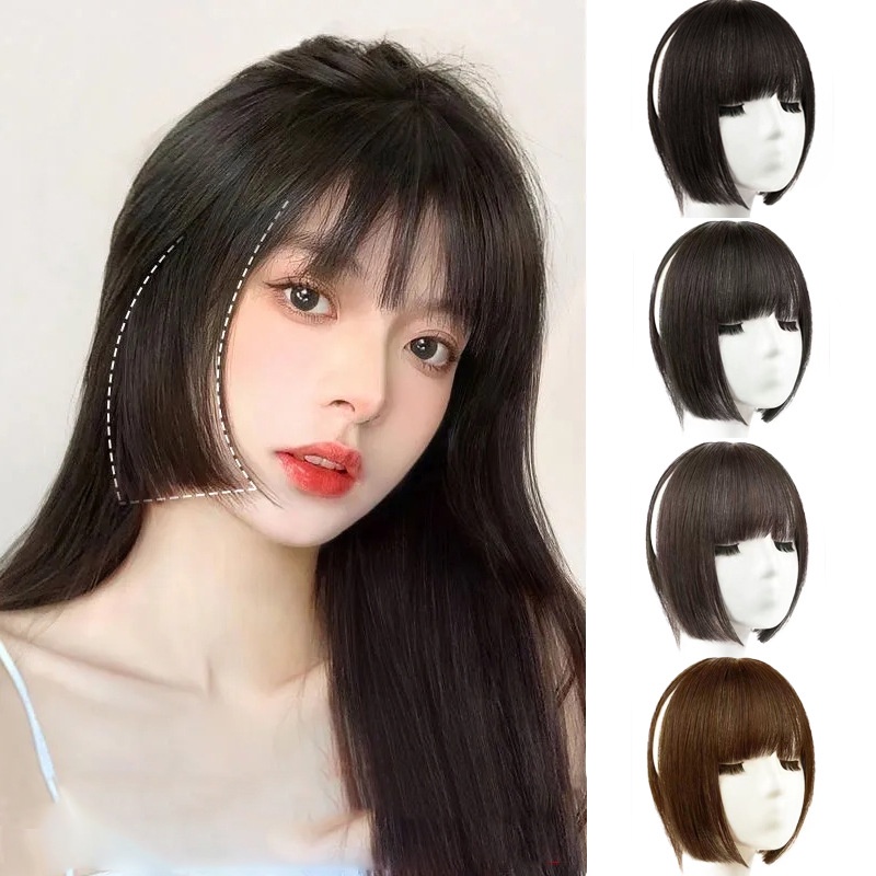 [COD Tangding] 1pc Alami Putri Potong Rambut Wig Wanita Gadis Poni Udara Cosplay Rambut Ekstensi Aksesoris