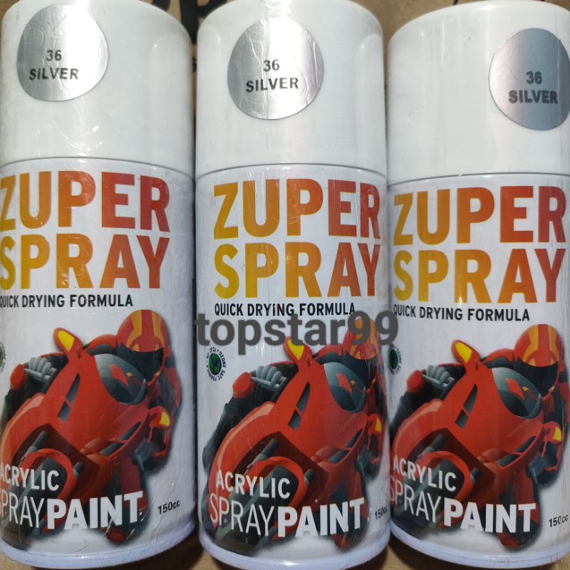 Zuper Pilox Pilok Cat Semprot Warna Silver Perak 36 150cc Spray Paint