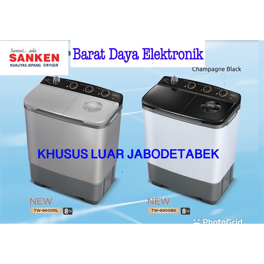 MESIN CUCI SANKEN 2 TABUNG TW8600RL DAN TW8900BK KAPASITAS 8KG KHUSUS LUAR JABODETABEK