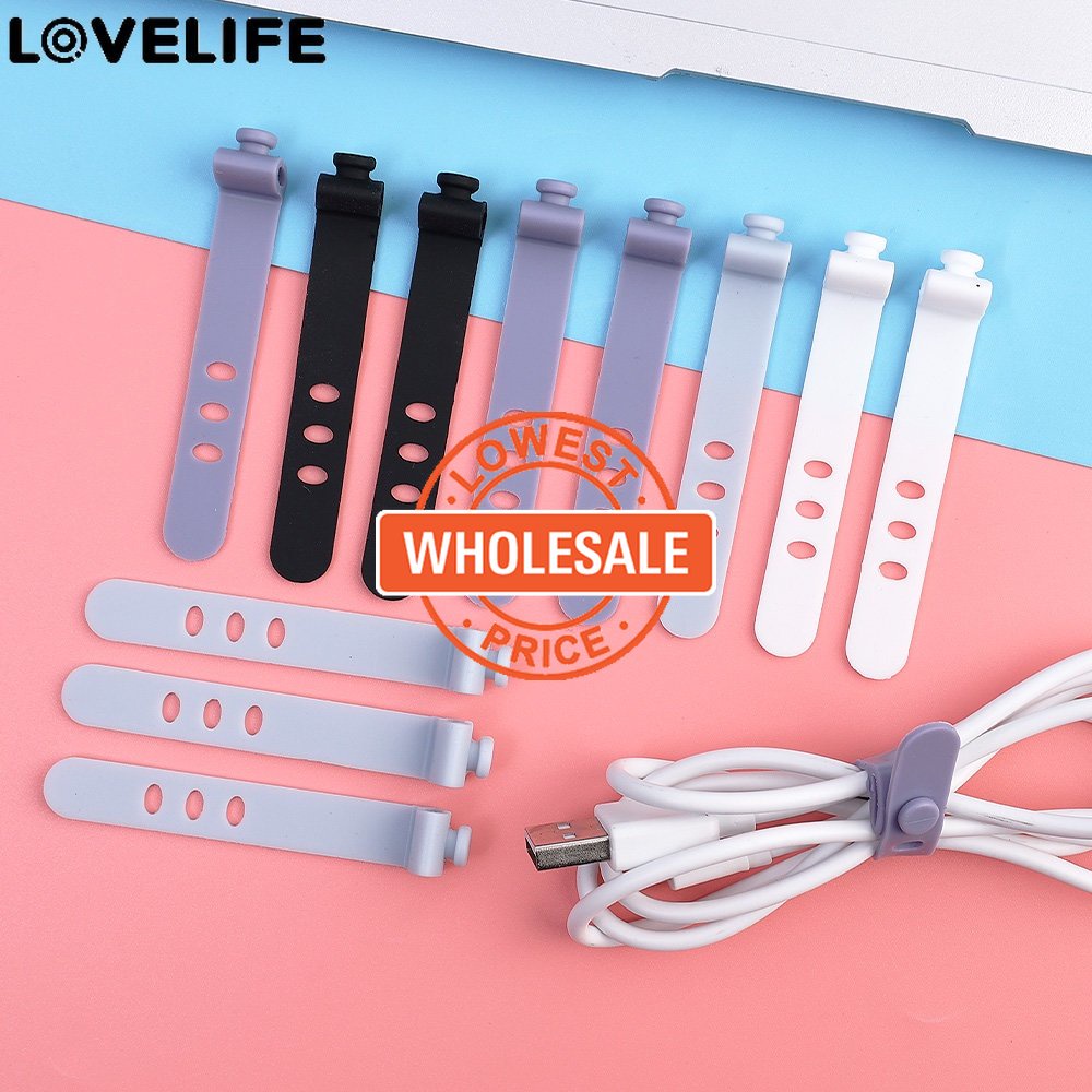 [Harga Grosir]1 / 5pcs Klip Organizer Kabel Data / Charger / Earphone Portable Reusable Bahan Silikon 3 Lubang