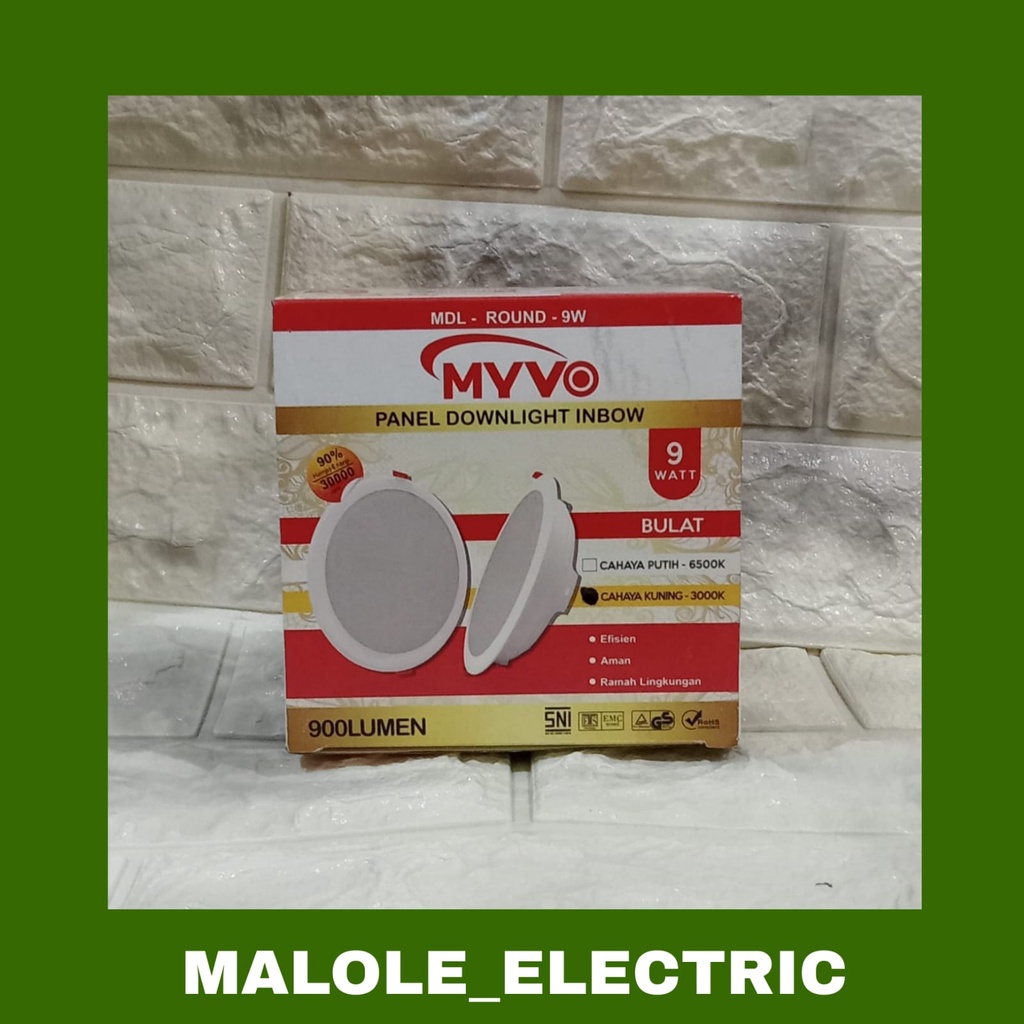 Lampu Panel Downlight Inbow 9 Watt Bulat MYVO / Downlight LED MYVO Inbow 9 Watt Murah Bagus