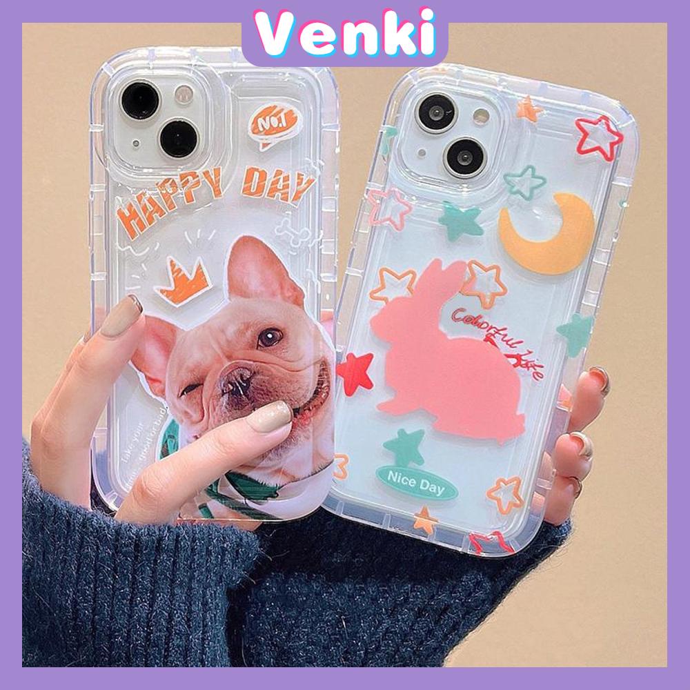 Case For iPhone 14 Pro Max TPU Soft Jelly Airbag Case Cute Dog and Rabbit Clear Back Cover Camera Protection Shockproof For iPhone 14 13 12 11 Plus Pro Max 7 Plus X XR