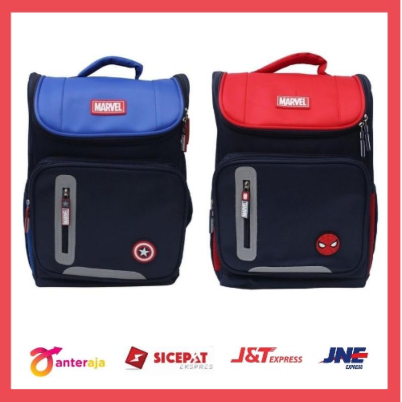 Marvel Tas Sekolah Anak Spiderman & Captain Amerika / Tas Ransel Anak / Tas Ransel Marvel / Tas / Ta