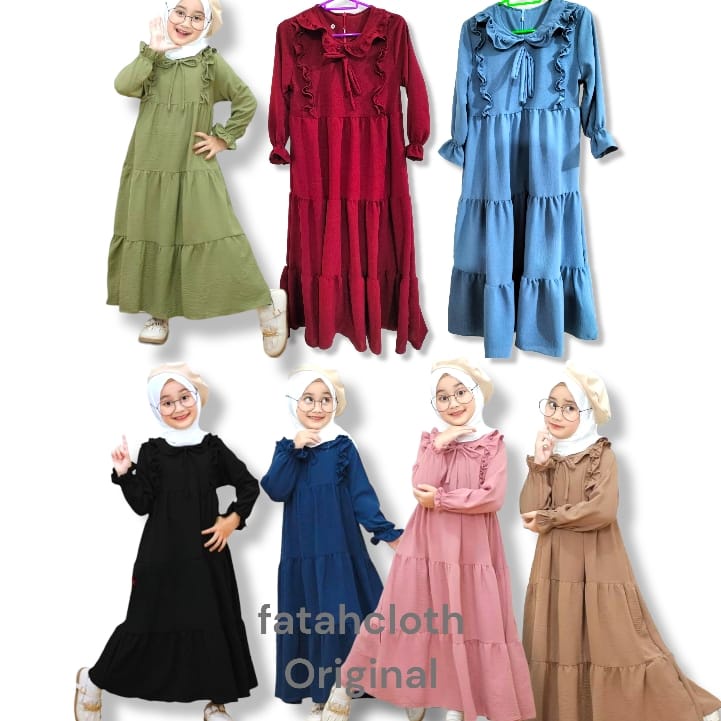gamis anak dan remaja baju gamis viral anak perempuan terbaru cringkle aerflow