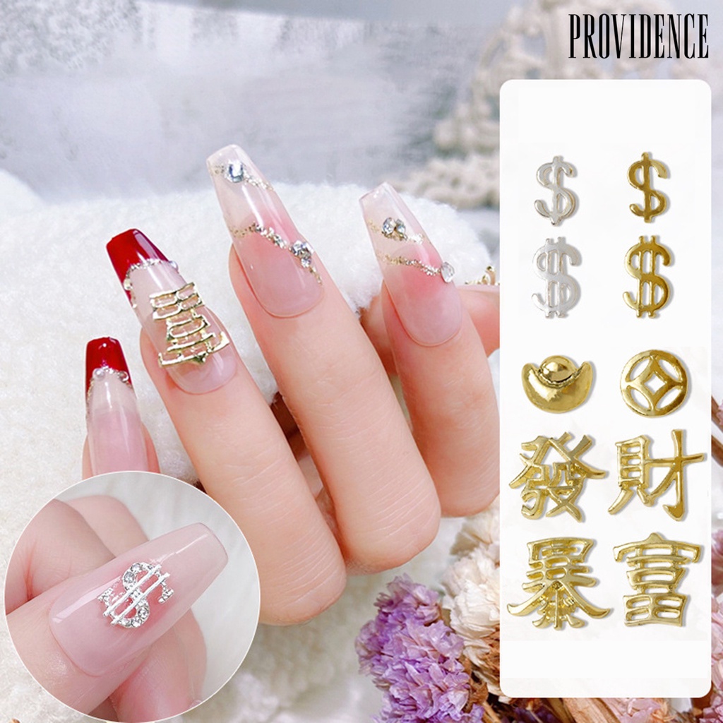 Providence 20Pcs Manicure Decors Shining Easy Paste Indah Indah Indah Umur Panjang Umur DIY Nail Art Alloy Kekayaan Keberuntungan Kuku Berlian Imitasi Aksesoris Toko Manicure