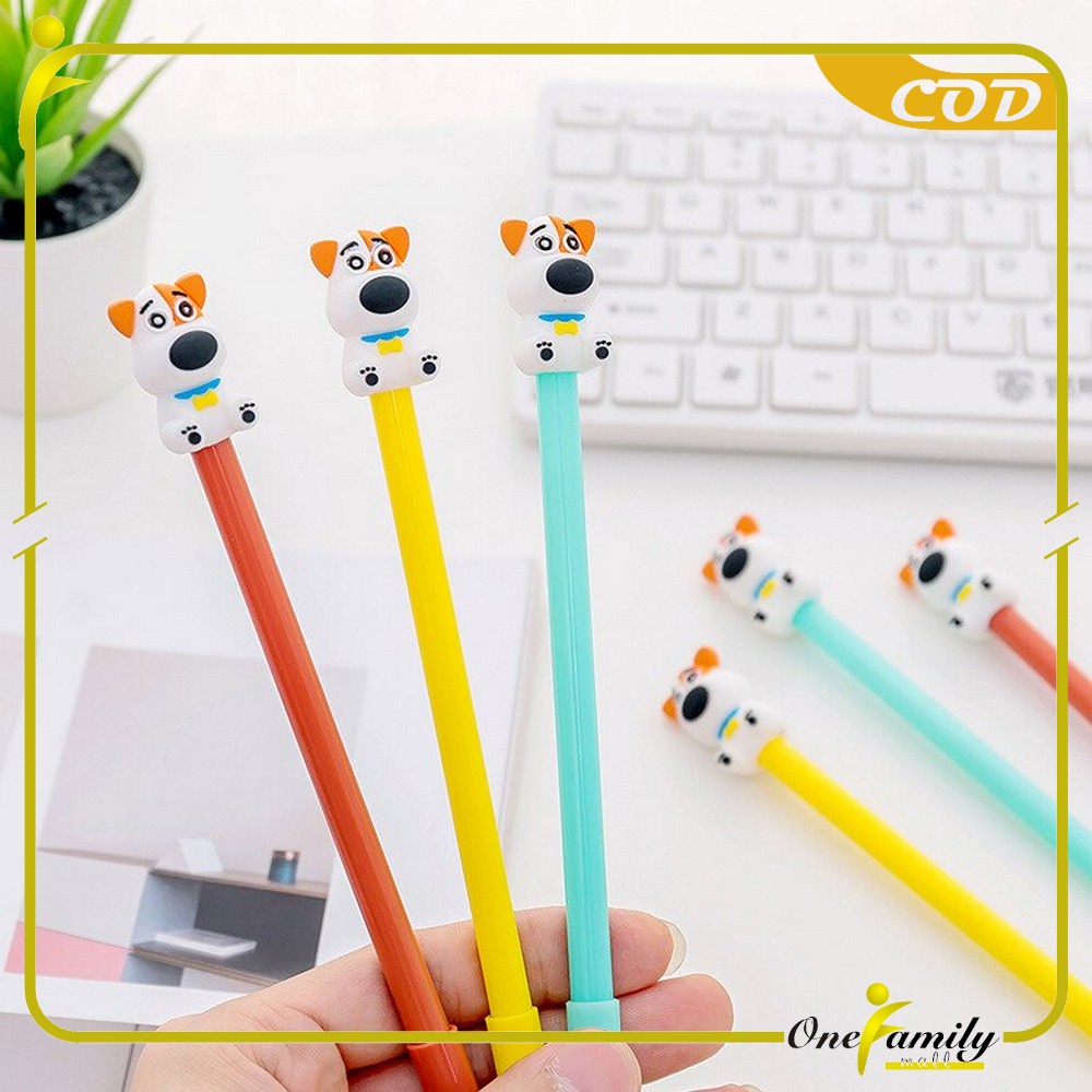 

ONE-A47 Pulpen Gel Karakter Puppy Lucu 0.5mm Motif Polos Korean Style / Alat Tulis Pena Cair Doggie Perlengkapan Sekolah Kantor Ballpoint Import