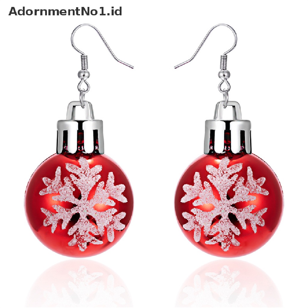 [AdornmentNo1] Vintage Fashion Warna Hijau Merah Bintang Bola Anting Natal Wanita Resin Earring Perhiasan Hadiah [ID]