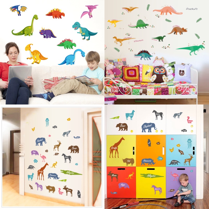 ❤ IJN ❤ Wall Sticker Dinosaurus Animal Anak Zoo Kartun Stiker Dinding Dino Safari