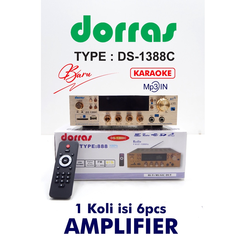 PROMO POWER AMPLIFIER BLUETOOTH DORRAS DS-1388C FREE REMOTE AMPLIFIER BLUETOOTH KARAOKE FM RADIO - AMPLIFIER TERMURAH | Amplifier JUMBO DORRAS DS 1388C USB Bluetooth Stereo Karaoke + Mp3 player | AMPLIFIER SUPER BASS DORRAS DS-1388C | FMS
