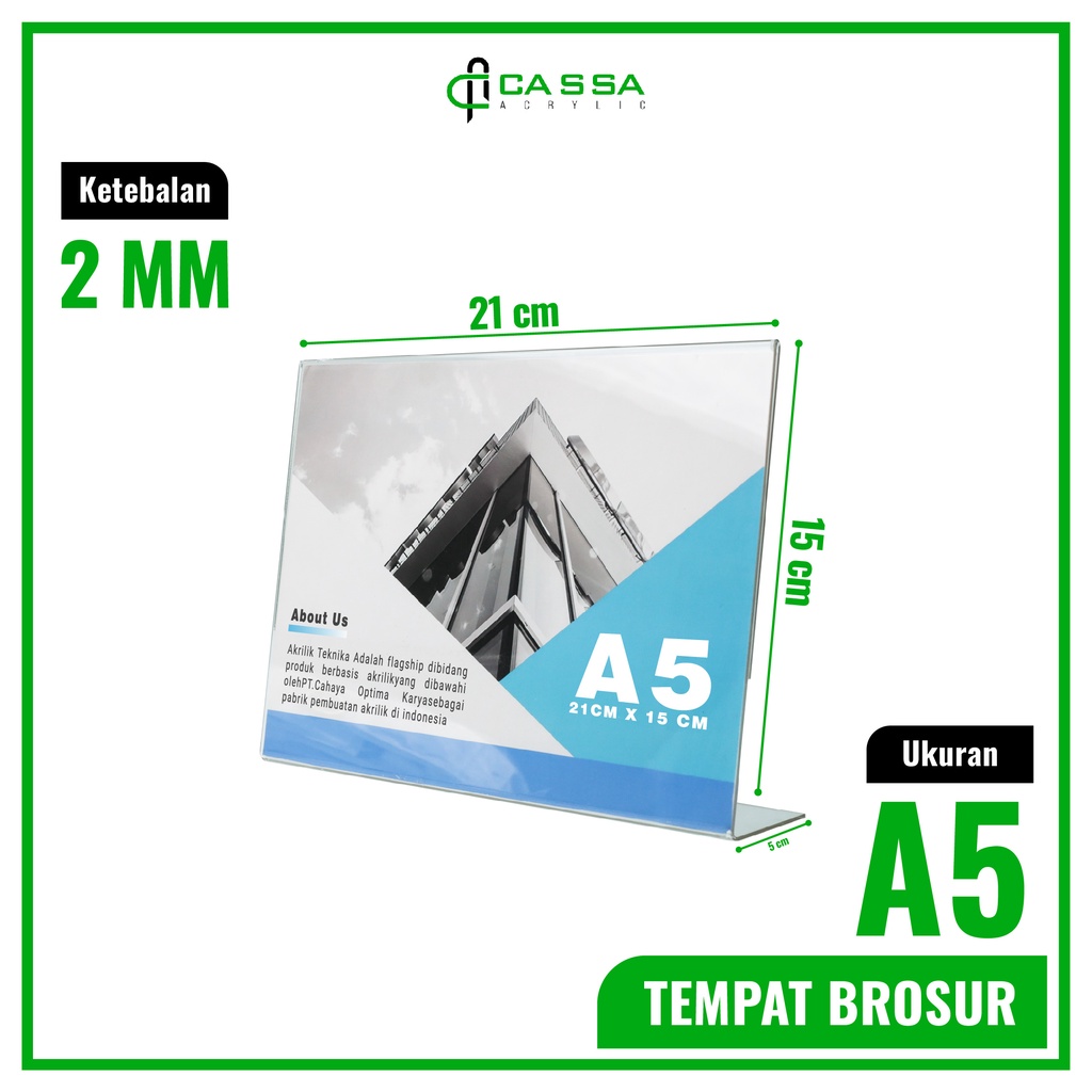 Jual Tempat Brosur Tent Holder Akrilik Display Landscape A5 Tipe L