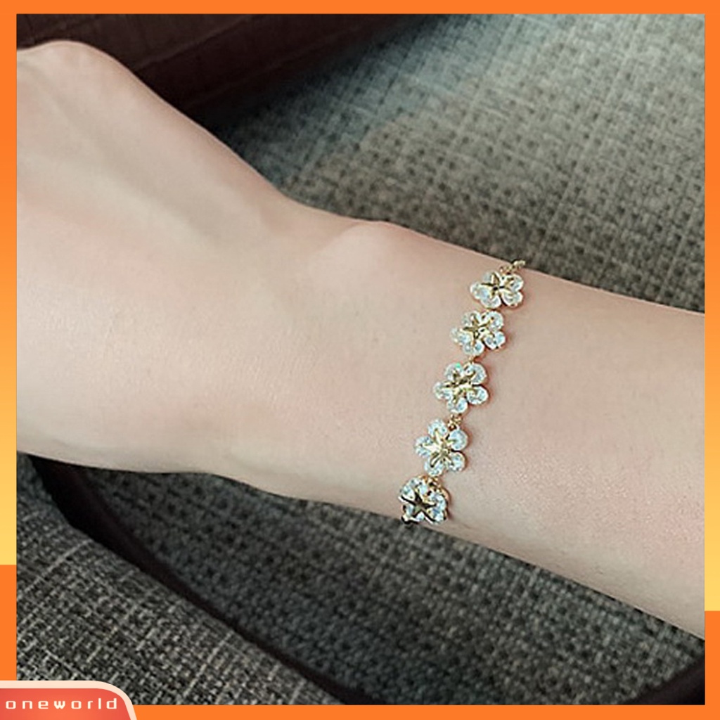 {oneworld} Gelang Wanita Bunga Bintang Berujung Lima Cubic Zirconia Perhiasan Indah Tahan Lama Bangle Untuk Pesta