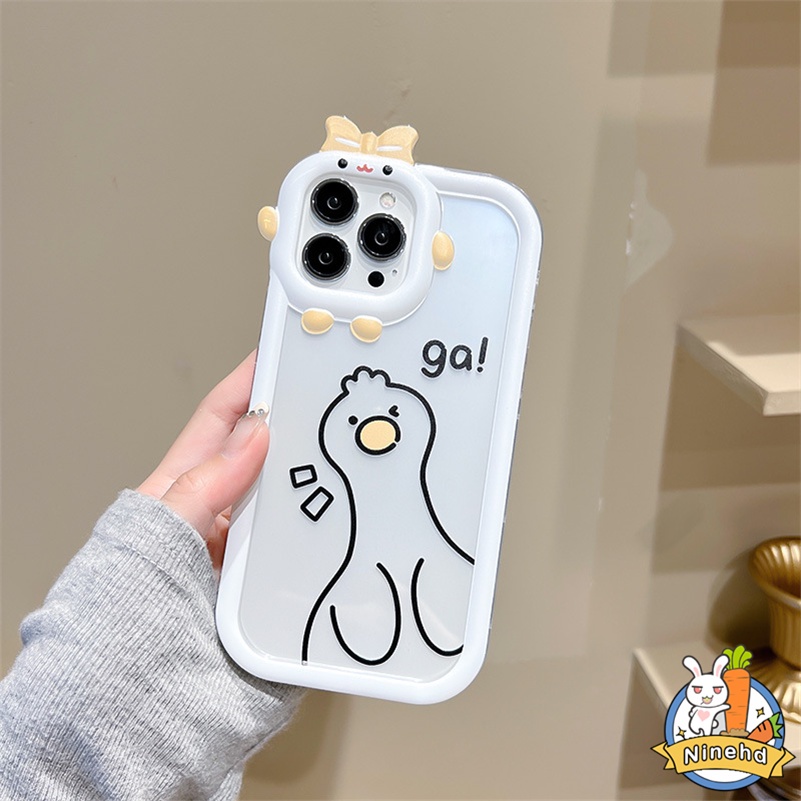 IPHONE Casing Kompatibel Untuk Iphone14 13 12 11 Pro Max X Xr Xs Max7 8 6 6s Plus Se2020 Bebek Lucu Putih Transparan Casing Ponsel Lensa Monster Kecil Shockproof Soft Case Cover Pelindung