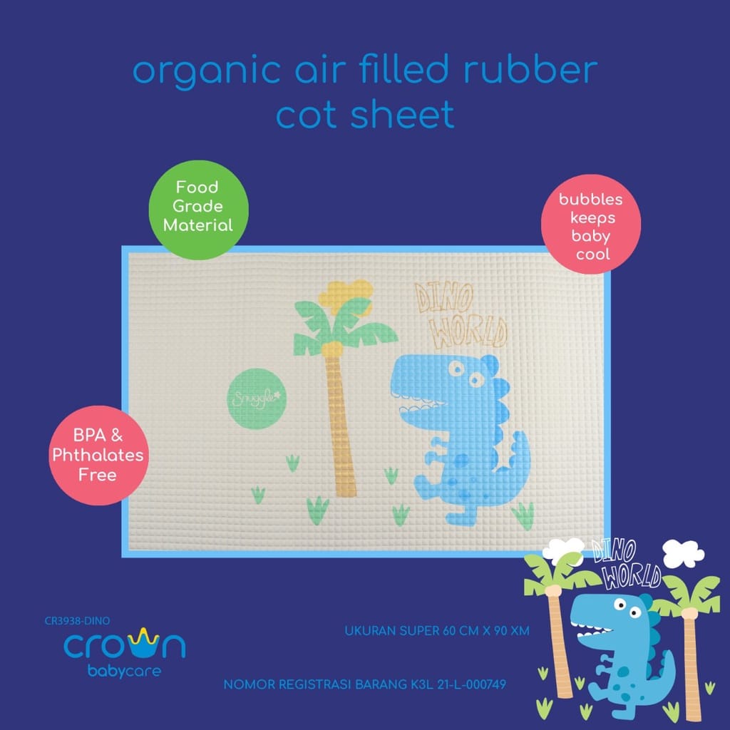 Sugar Baby Perlak Karet Organik Healthy Cot Sheet 90x60 Perlak Bayi