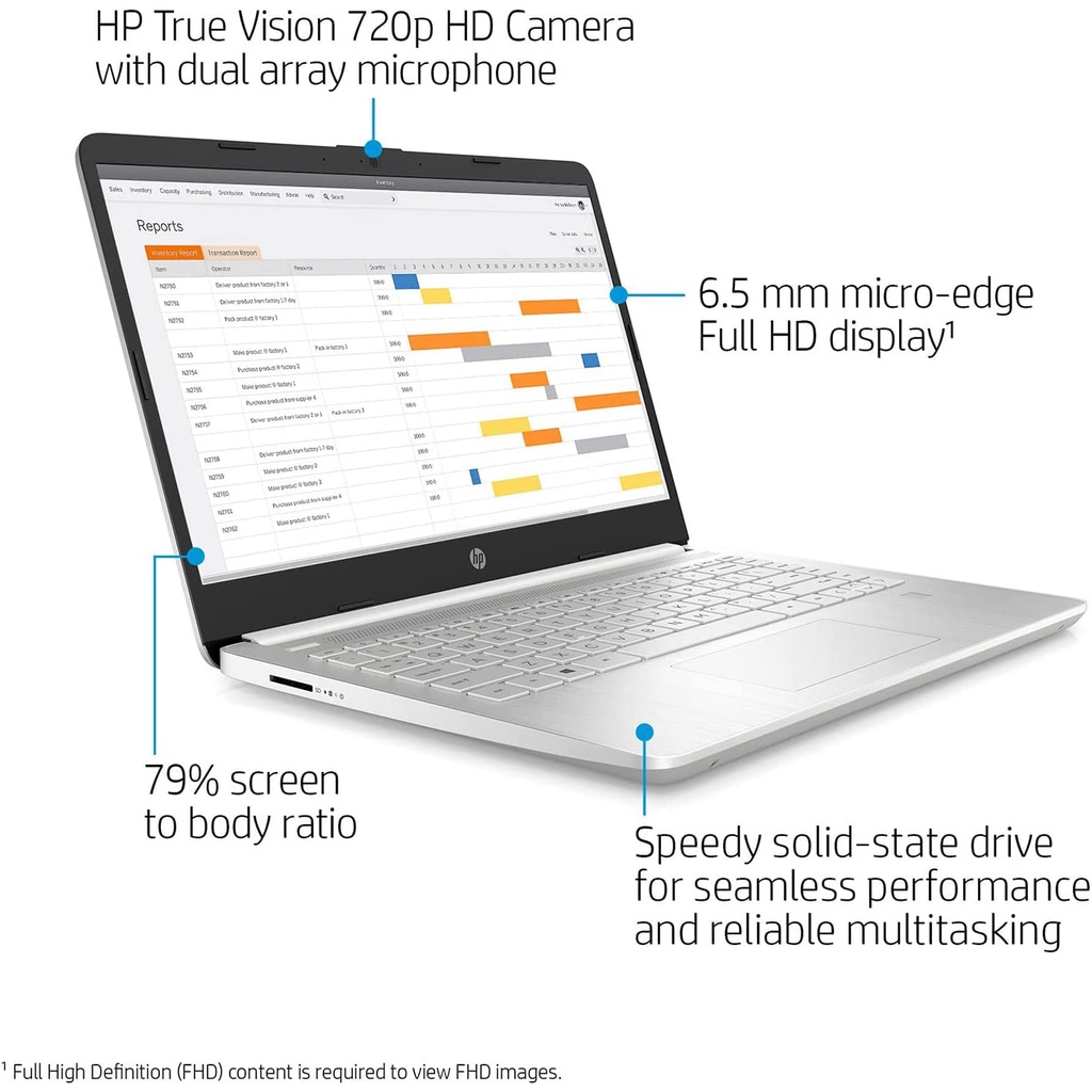 Laptop Gaming Desain  HP 14S FQ2002AU AMD RYZEN 5 5625U Ram 16GB SSD 512GB FHD IPS FINGER PRINT Windows11 + OHS SILVER