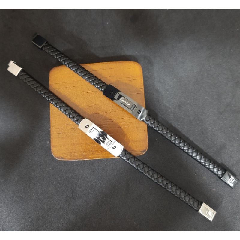 GELANG KULIT ASLI LAPIS TITANIUM GELANG PRIA