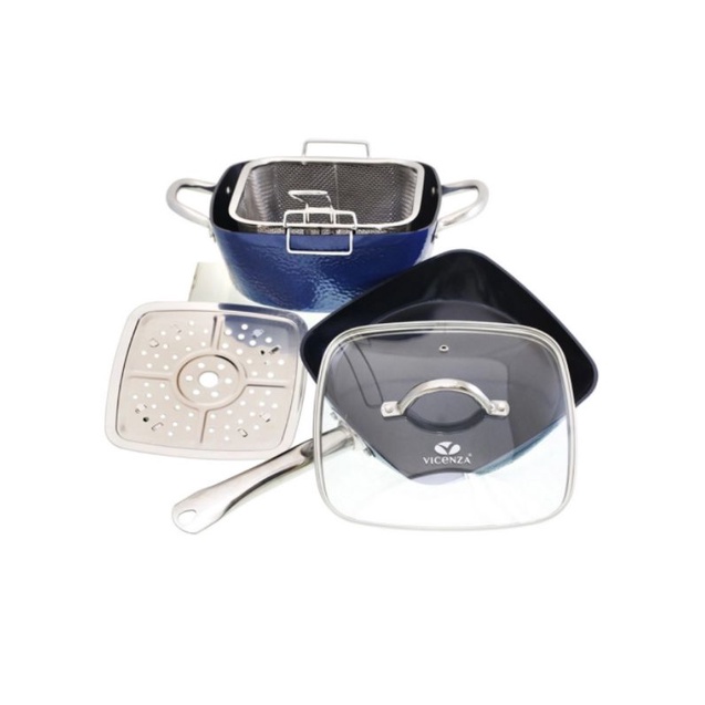 VICENZA Square Cookware Set V5492-G 5Pcs &amp; Round Cookware Set V5491-G 5 Pcs